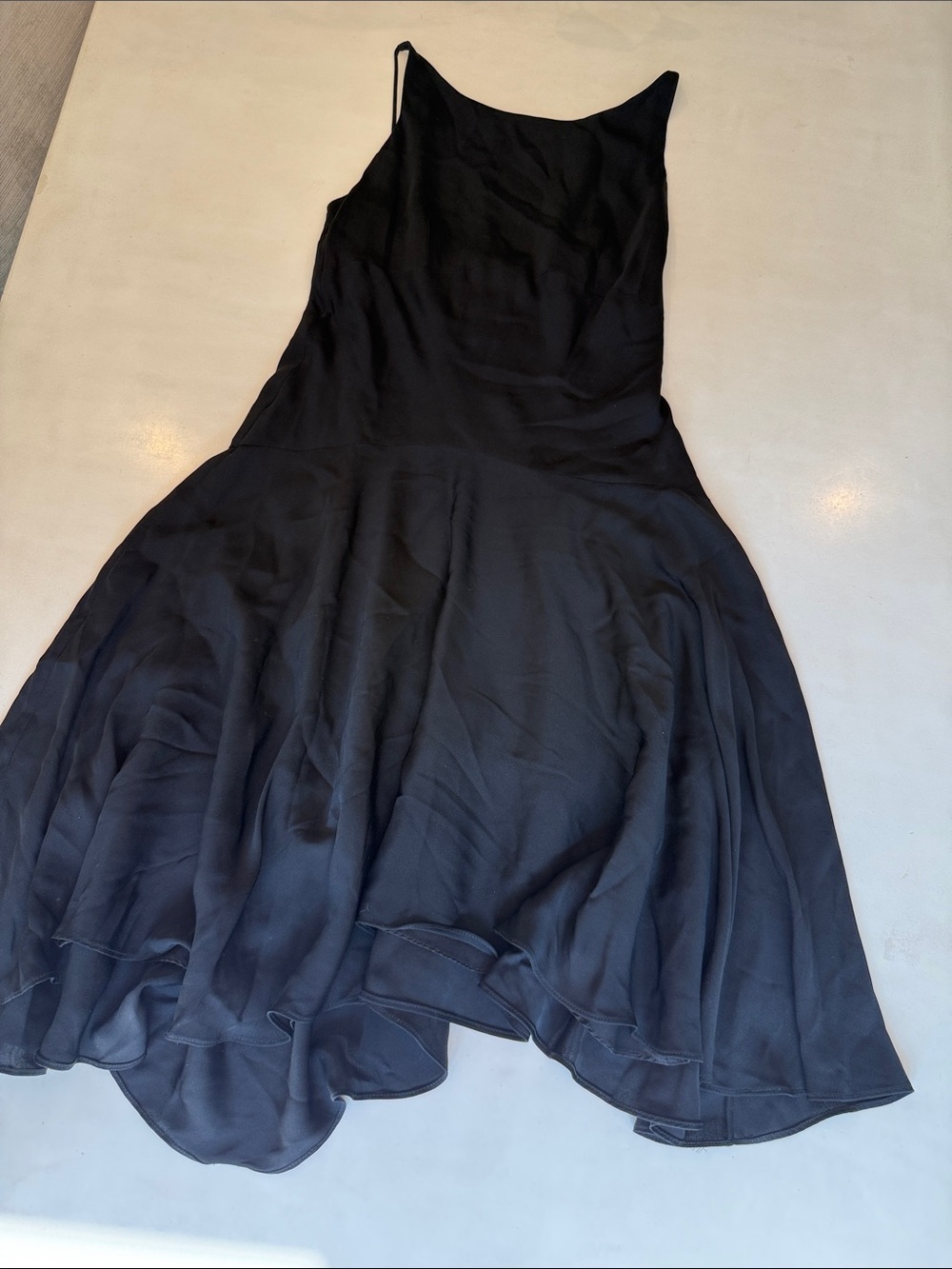 Milly Black Slip Midi Dress. High low hemline. Size 2.
